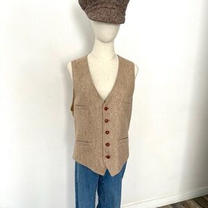 Men's Tan Vest with Brown Buttons